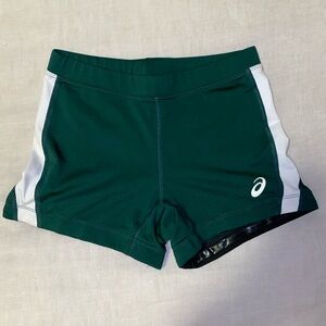 Asics Green and White Spandex Performance Shorts